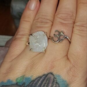 Rough Cut Moonstone Sterling Silver Ring Size 8.5